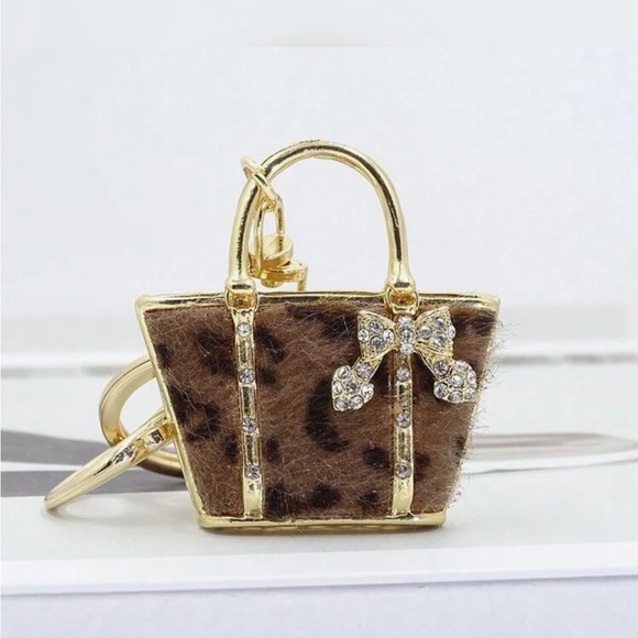 Accessories - Leopard Faux Skin Gold Accent Women's Bag Charm